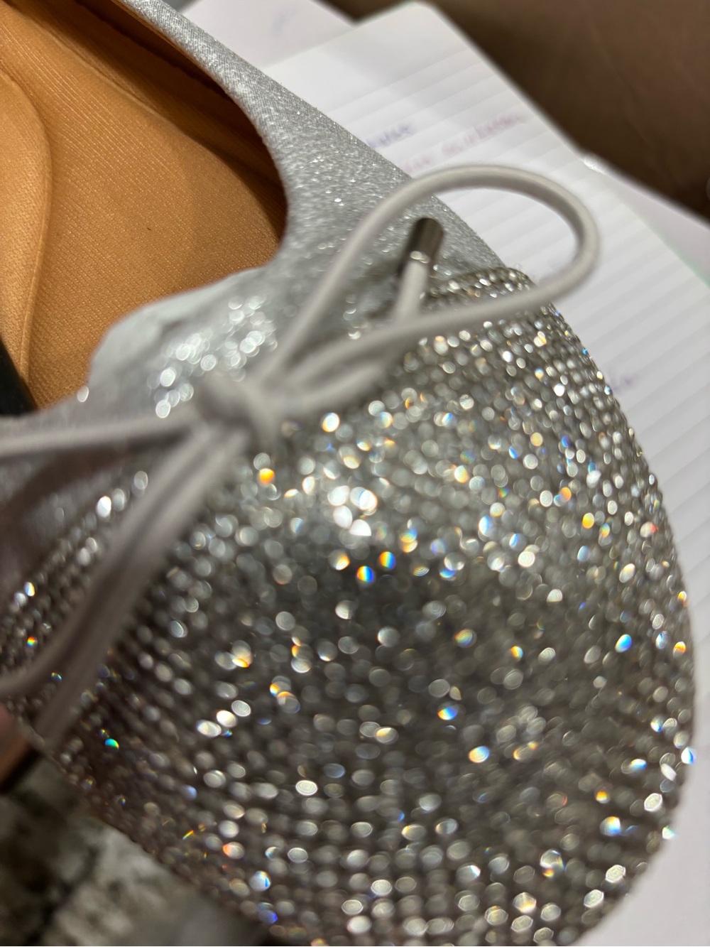 TOP Moda Silver Crystal Ballet Flat with Bow Accent